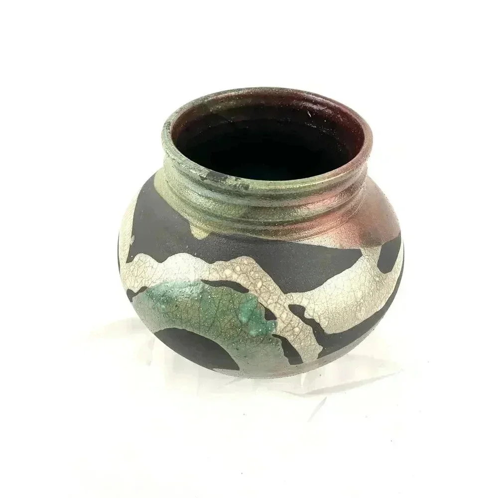 VTG Pottery Vase Abstract‎ Handmade Art Unique 7.5